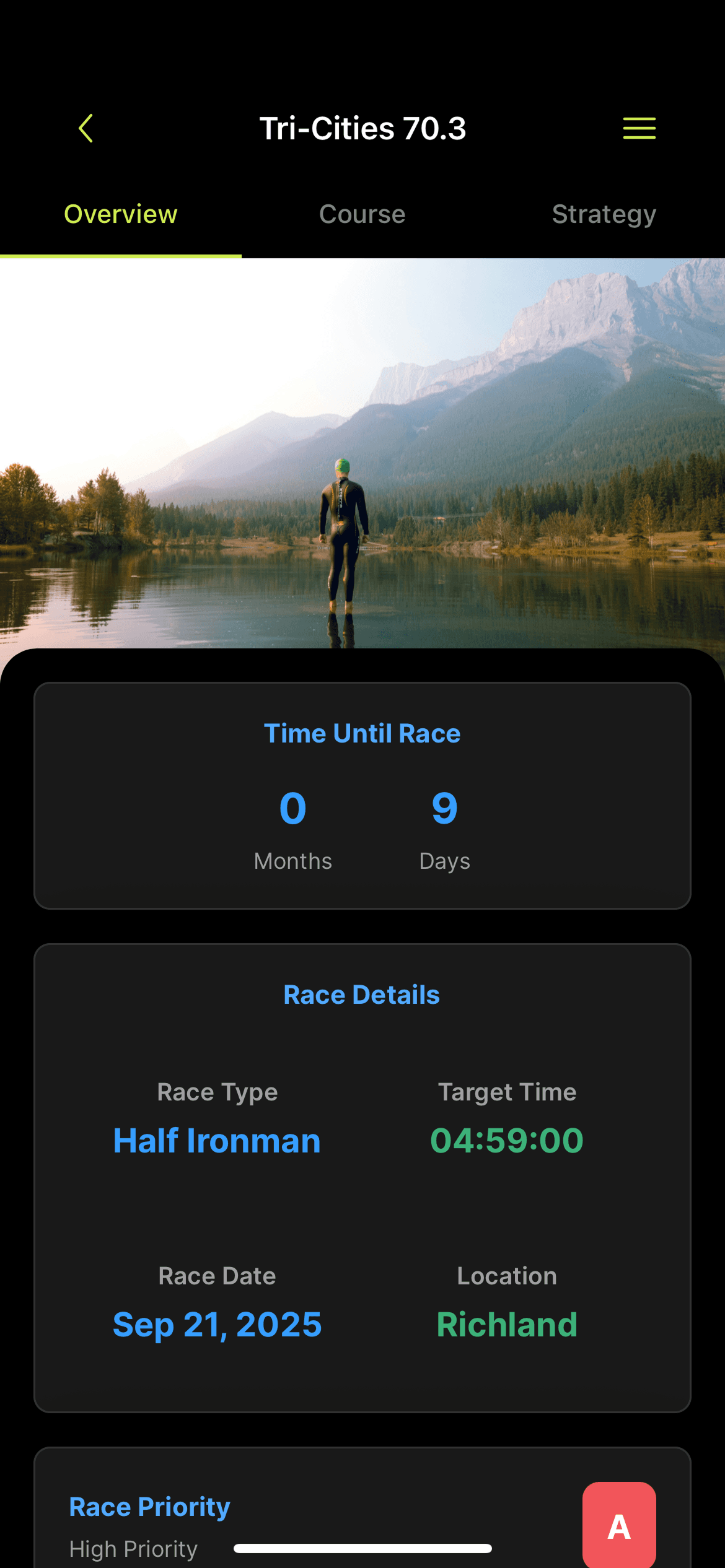 race-info screen